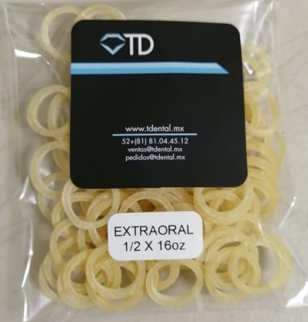 ELASTICO EXTRAORAL 1/2 16 ONZAS SOBRE CON 100 LIGAS