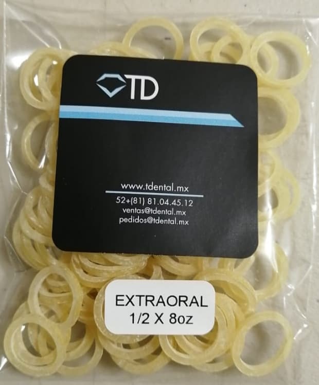 ELASTICO EXTRAORAL 1/2 8 ONZAS SOBRE CON 100 LIGAS
